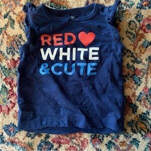 Patriotic and perky little outfit for your 3-6 month old darling. Three pieces.